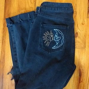 hand embroidered mom jeans